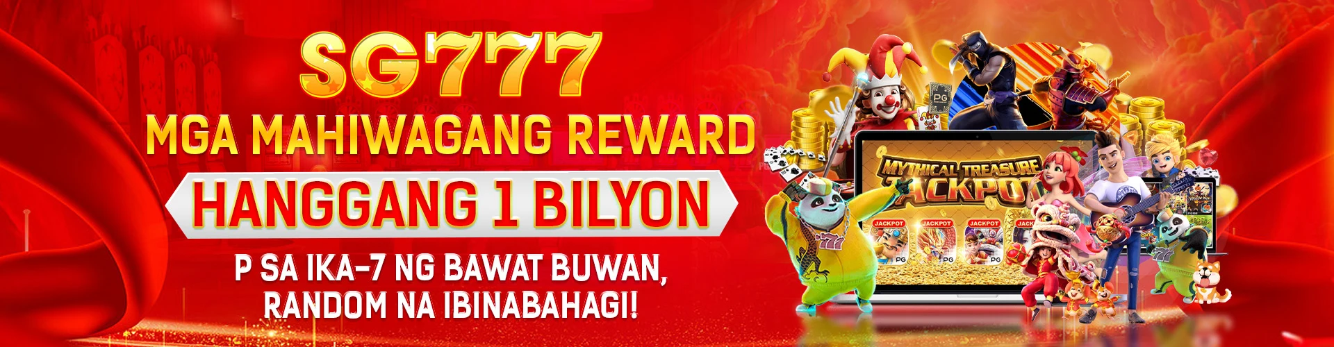 SG777 game lobby banner with featured casino categories