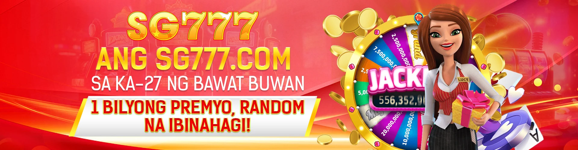 SG777 slots, live casino, and jackpot games banner